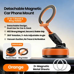 Universal Magnetic Car & Desk Phone Mount with Super Strong Suction (Orange)