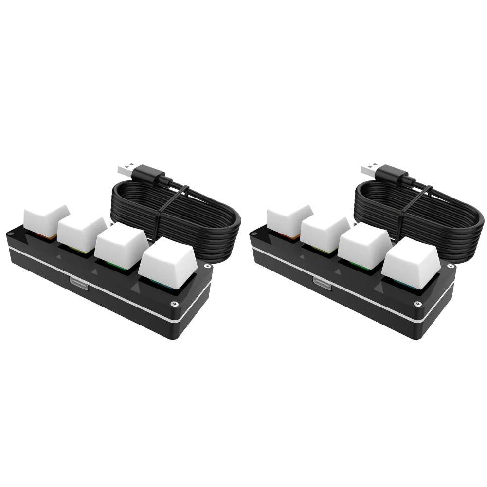 4 Key Programming Macro Custom Knob Keyboard RGB Hotswap Macropad(White 4 Keys)