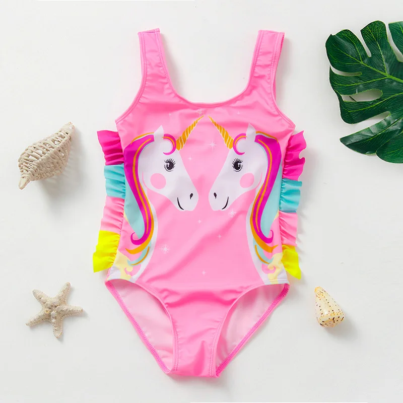 Unicorn Girls Swimsuit Pretty Girl One-piece Bathing Suit Children Girls Summer Beach Wear Kids Fashion Swimwear 9069 children swimsuit