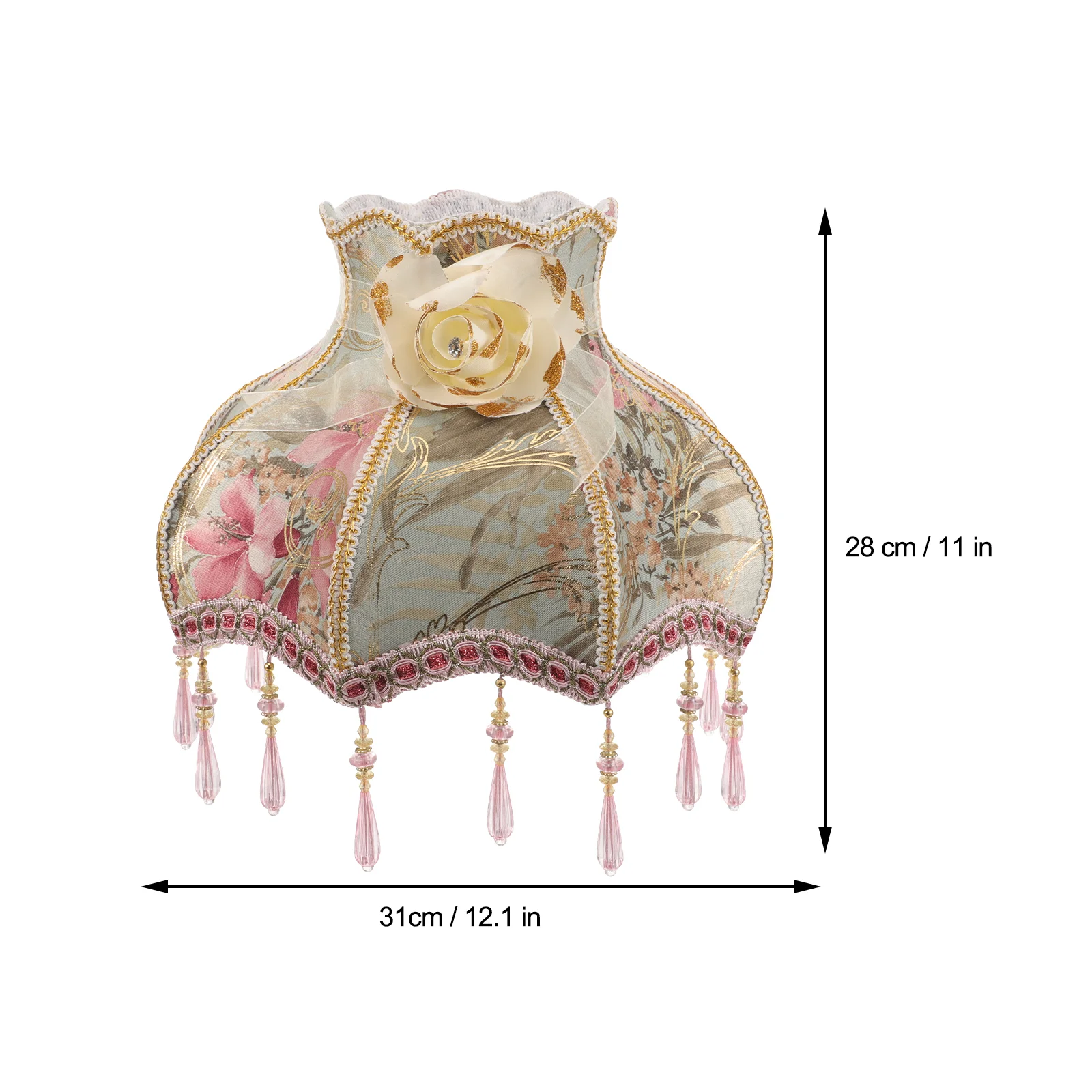Vintage Lamp Shade Victorian Lampshade Beads Fringe Scallop Dome Lamp Cover E27 European Cloth Lamp Covers
