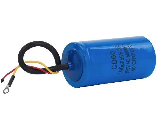Cd60 100Uf 250V Ac Condensatore Di Avviamento Per Motore Elettrico Per Impieghi Gravosi Compressore D'Aria Rosso Giallo Due Fili