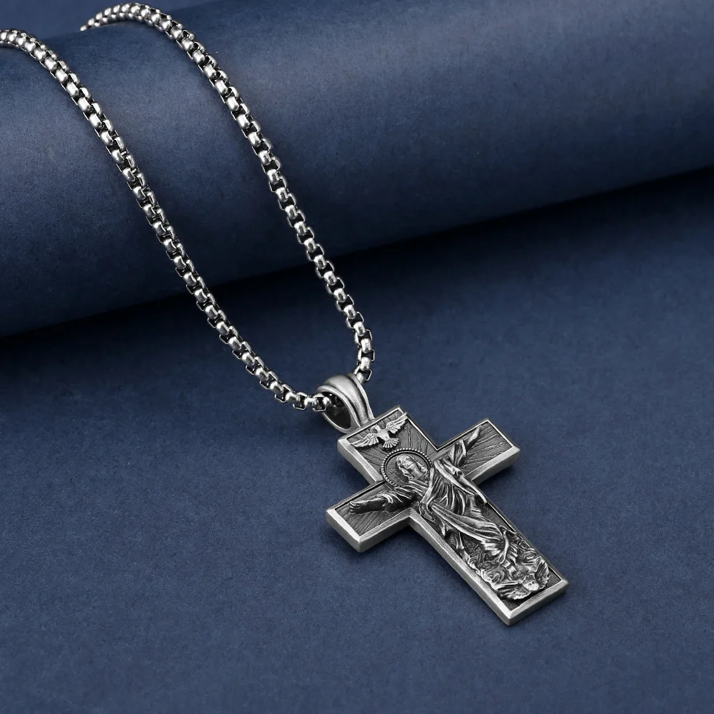 High Quality Zinc Alloy Men's Cross Necklace Personality Hip Hop Pendant Jewelry Gift