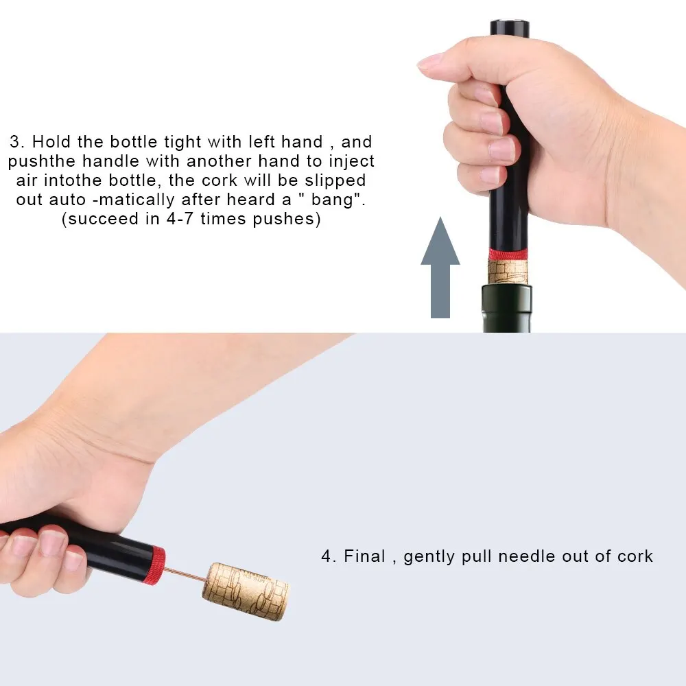 Air Pressure Wine Bottle Opener and Cork Remover Tool
