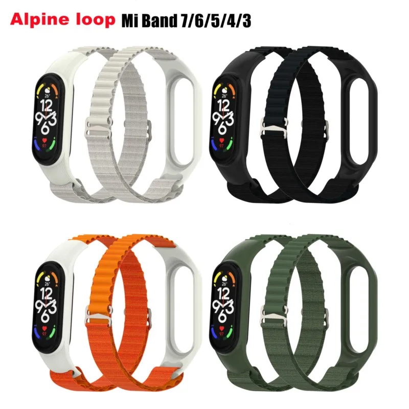 Bracciale Per Xiaomi Mi Band 7 6 5 4 3 Alpine Loop Starp Nfc Smart Watch Sostituzione Sport Polso Correa Mi Band 6/5/7 Cinturino In Nylon