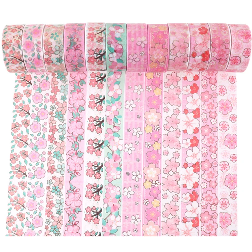 Sakura Washi Tapes 12 Rolls Scrapbooking Supplies Diary Decoration Gold Foil Cinta Adhesiva Decorativa Washitape adhesive tape,washi tape,adhesive tapes,masking tape,decorative tape,decoration tape,collage tape