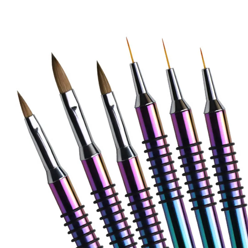 Nail Art Line Painting Drawing Brush Metal Handle UV Gel Extension Builder Polish Carving Pen Manicure Accessories Tool 4