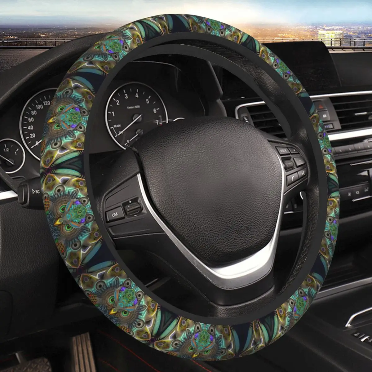 Owl Of The Bright Thickening Car Steering Wheel Cover 38cm Universal Suitable Women Elastic Steering Wheel Cover