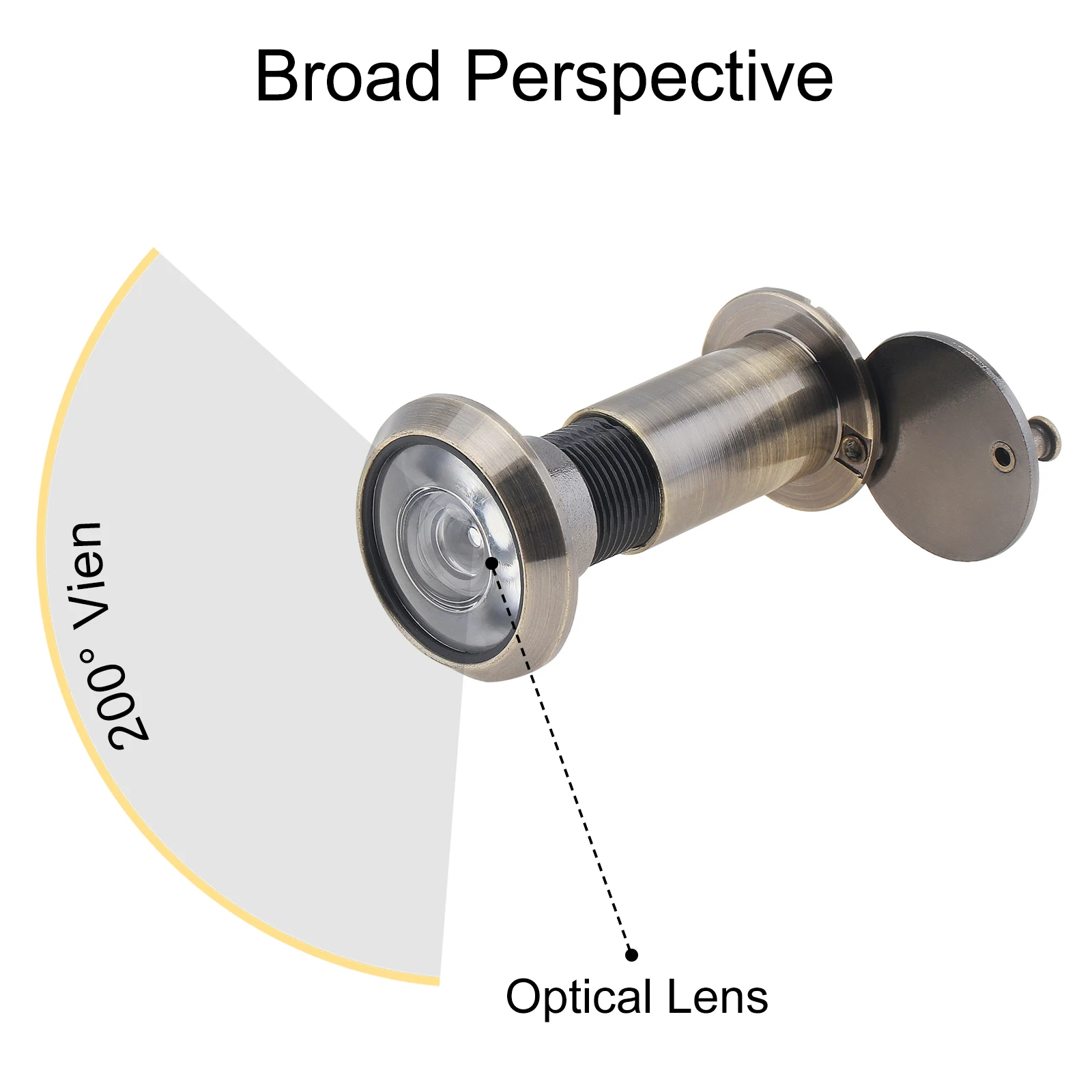 16mm Door Viewer Peepholes Solid Brass 200 Degree HD Optical Glass Lens Security Peek Peep Hole for 36-60mm Doors Thickness