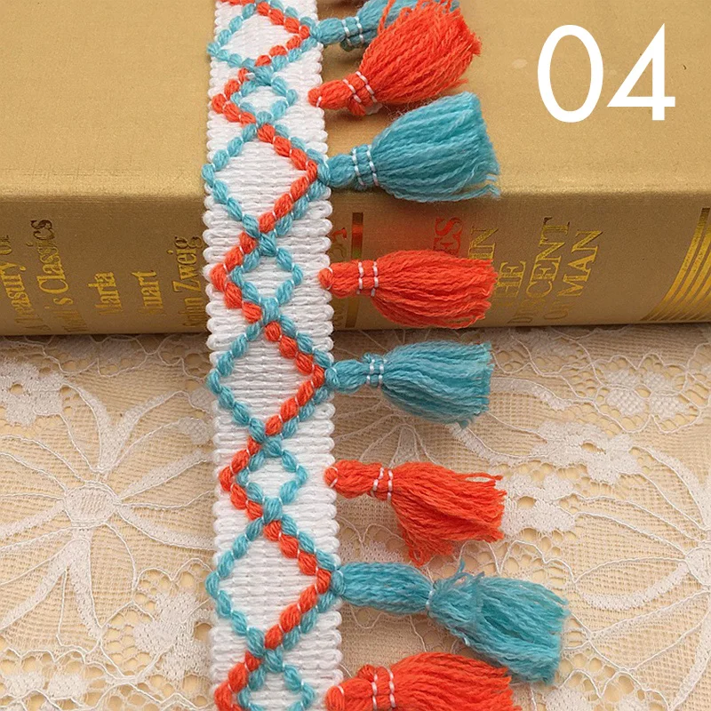 10 Yards Cotton Blended Tassel Lace Trim Boho Fringe Lace Ethnic Clothes Headdress Cushion Curtains DIY Accessories