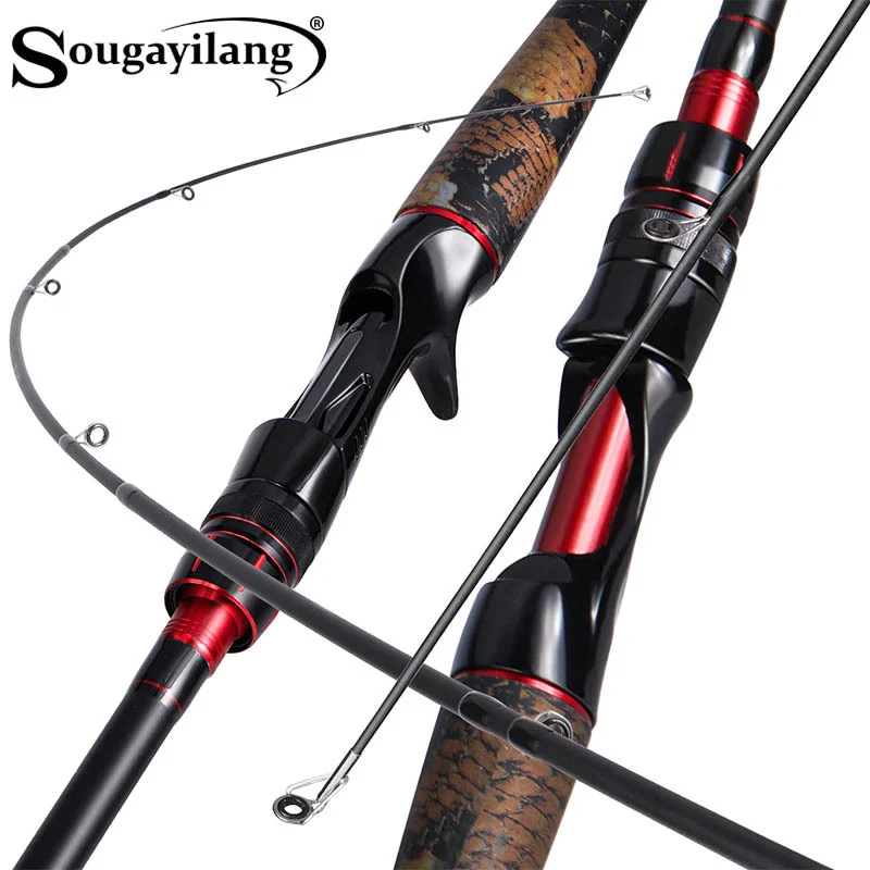 Sougayilang 1.98m Spinning Casting Fishing Rod Ultralight Weight Carbon Fiber for Travel Freshwater Pesca |