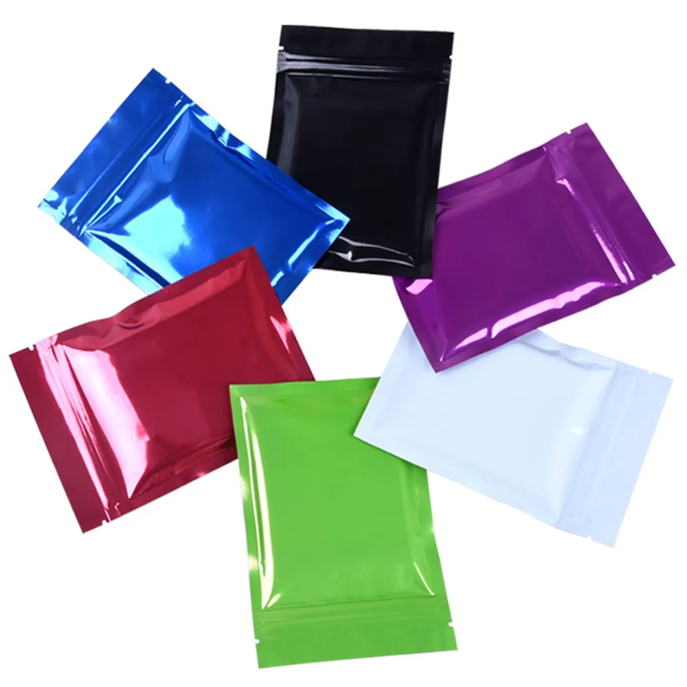 

100Pcs Self Seal Glossy Aluminum Foil Zip Lock Bags Flat Zipper Storage Bag Retail Mylar Reclosable Plastic Pouches