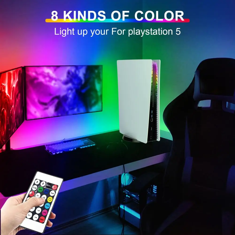 RGB LED Light Strip for PS5 Slim Disc And Digital Edition 8 Colors 400 Effects Flexible Game Console Color Changing Lamp Ring 5