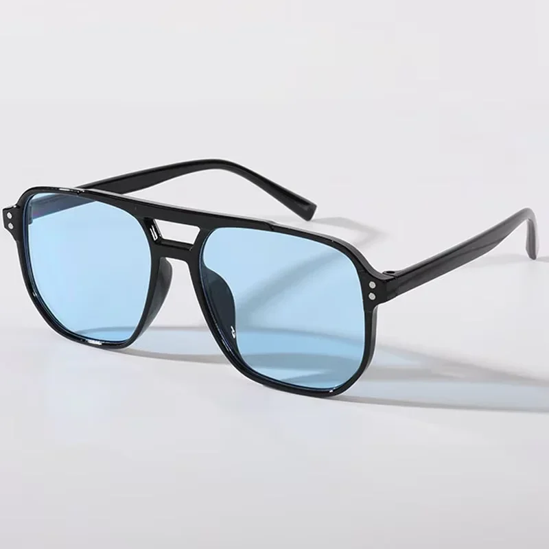 Vintage Unisex Designer Square Sunglasses with Yellow Lenses