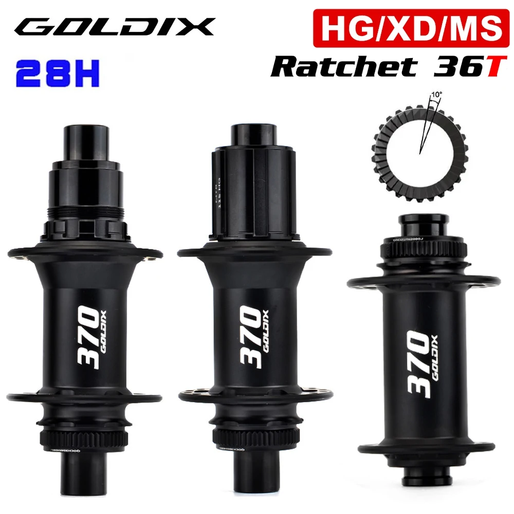 Goldix M370 Mountain Bike Hub Disc Center Lock Freno A Cricchetto 36T Xd / Hg / Ms Boost 28H Mazas Trasera Microsspline Mtb