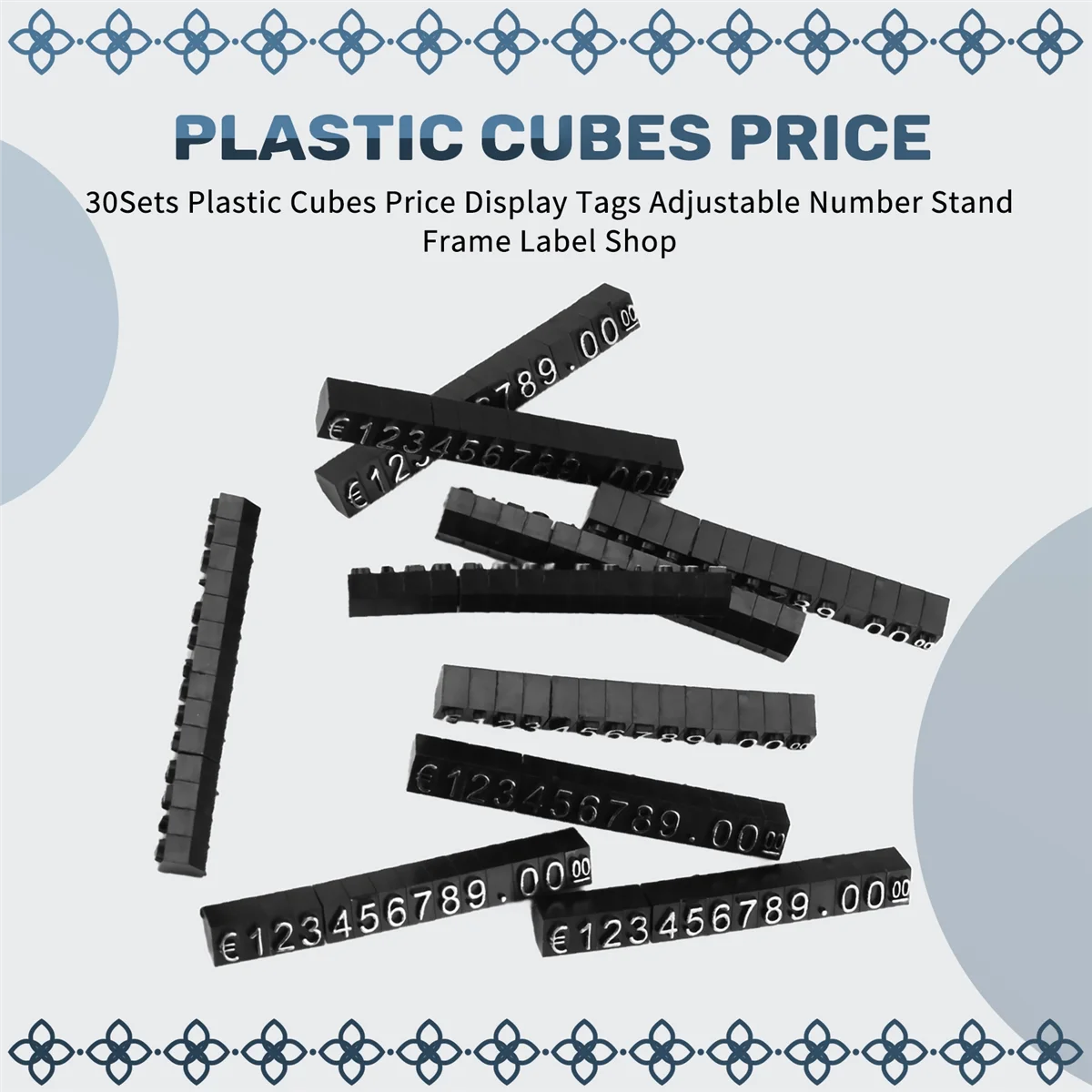 Newest 30Sets Plastic Cubes Price Display Tags Adjustable Number Stand Frame Label Shop