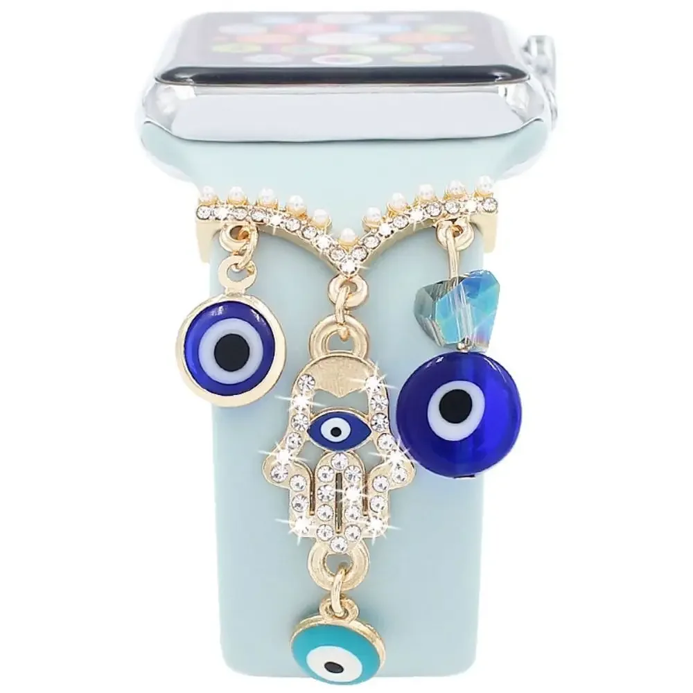 Diamond Eye Tassel Metal Charms for Watch Bands - Creative Decorative Ring for Silicone Straps
