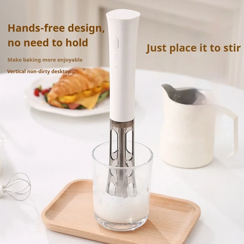 Multi functional handheld electric milk frother, rechargeable model, portable coffee frother, household kitchen small egg beater 2