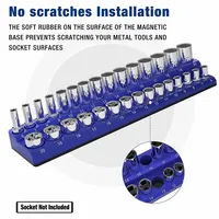 Professional 3Pieces Magnetic Socket Holder 1/4" 3/8" 1/2" inch Drive Metric/SAE Socket Organizer Storage Installation Tools Kit 2