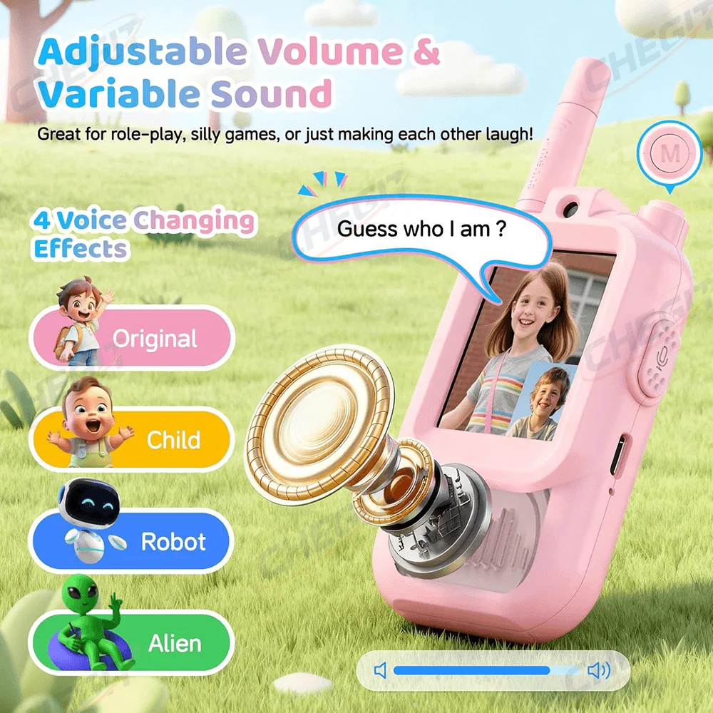 Kids Video Walkie Talkie with 2" HD Screen USB-C Rechargeable One-Click HD Call Intercom For Children Gadgets Technology Gift