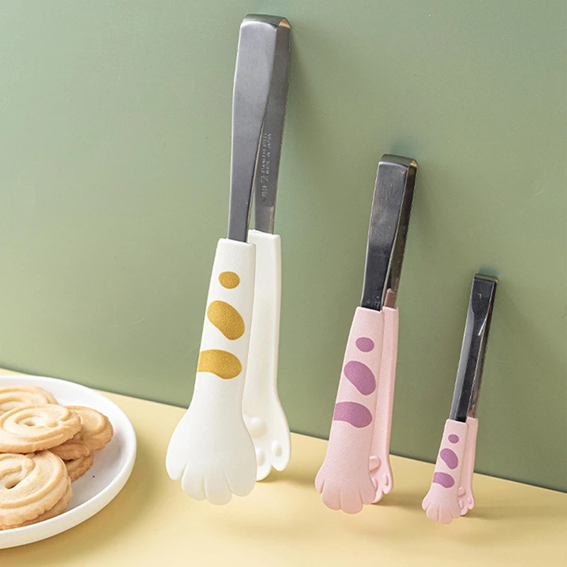 

Japanese Cat Paw Shape Food Tongs Cute Cartoon Meal Tongs Stainless Steel Barbecue Tongs Sandwich Baking Clip Kitchen Gadgets