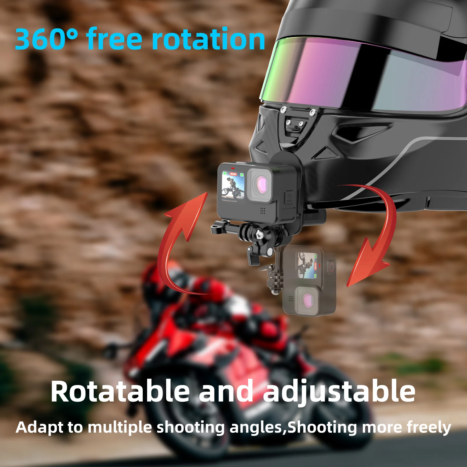 Accessoire Sport Extrême Support Menton Pour Casque Moto - Compatible GoPro Et Autres Caméras - Silicone Antidérapant