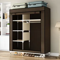 Armoire Portable avec 6 Étagères Suspendues, Rangement dans la Chambre, Juste Non Tissée, Marron, Expert 4