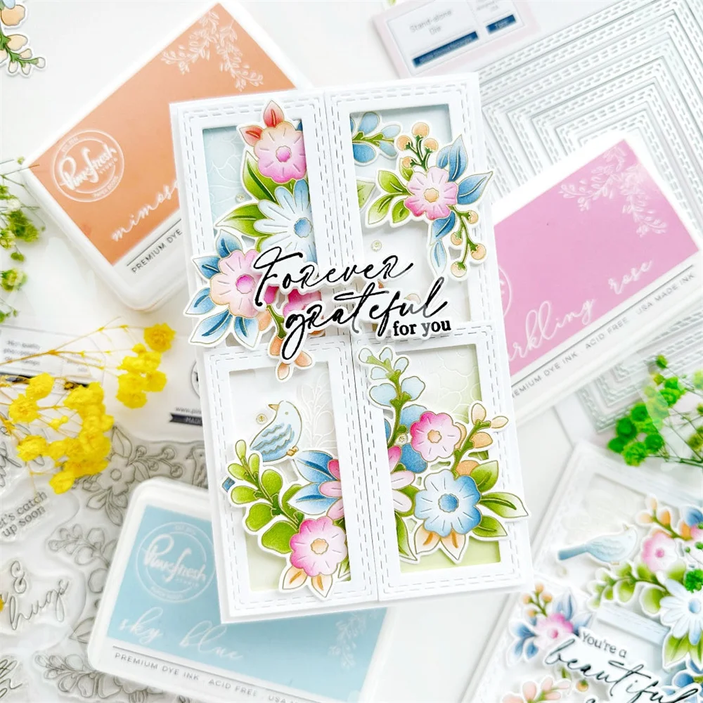 Blooming Grace Peony Metal Cutting Dies DIY Scrapbooking Crafts Stencils Decoration Joyful Blooms Full Release Bundle Stamps Set metal cutting die