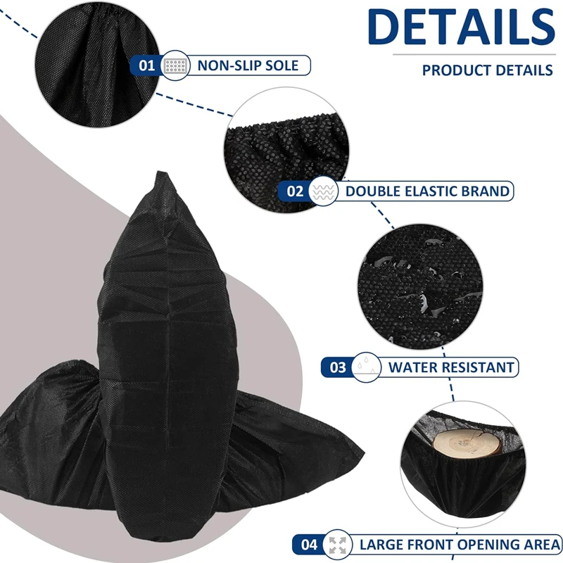 Shoe Covers Disposable 100Pack Non Slip Boot Booties Covers Durable Foot Shoe Protectors shoe covers disposable shoe covers for Indoors Outdoors Home Floors Carpet