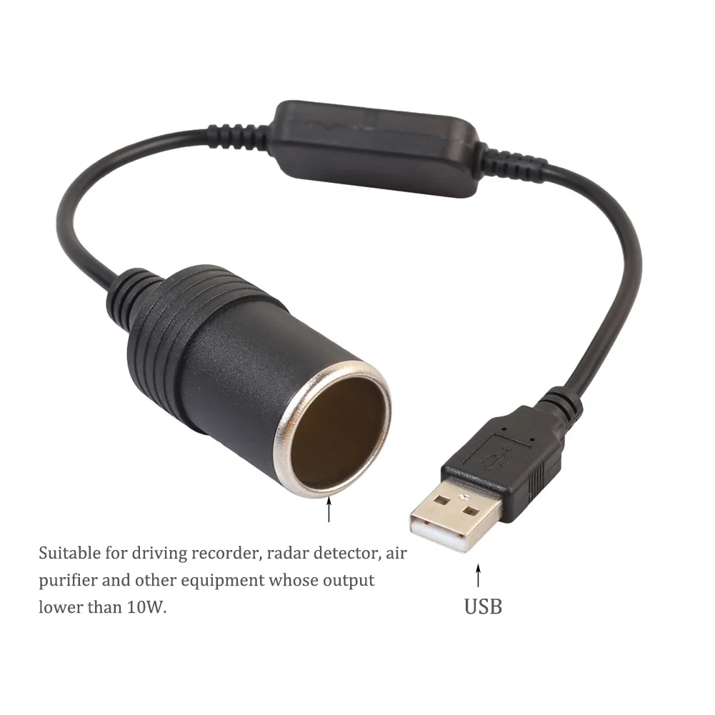 5V USB vers 12V Allume Cigare DC, Prise Fiche Transformateur pour  Enregistreur Vidéo/Cameras, DVR, Caméra