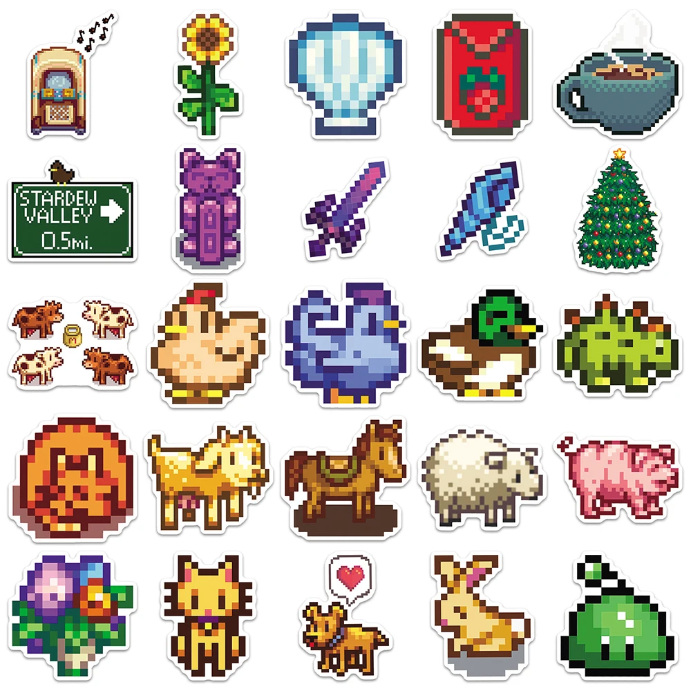 Classic Pixel Game Cartoon Stickers - 10/30/50pcs Funny Decals for Water Bottles, Laptops, and Phones - Wholesale Collection