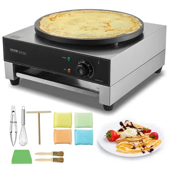 SucceBuy Electric Crepe Maker 16 Inch Commercial Crepe Machine Flat Plate Crepe Griddle Nonstick Circular Cereals Pancake Stove 1
