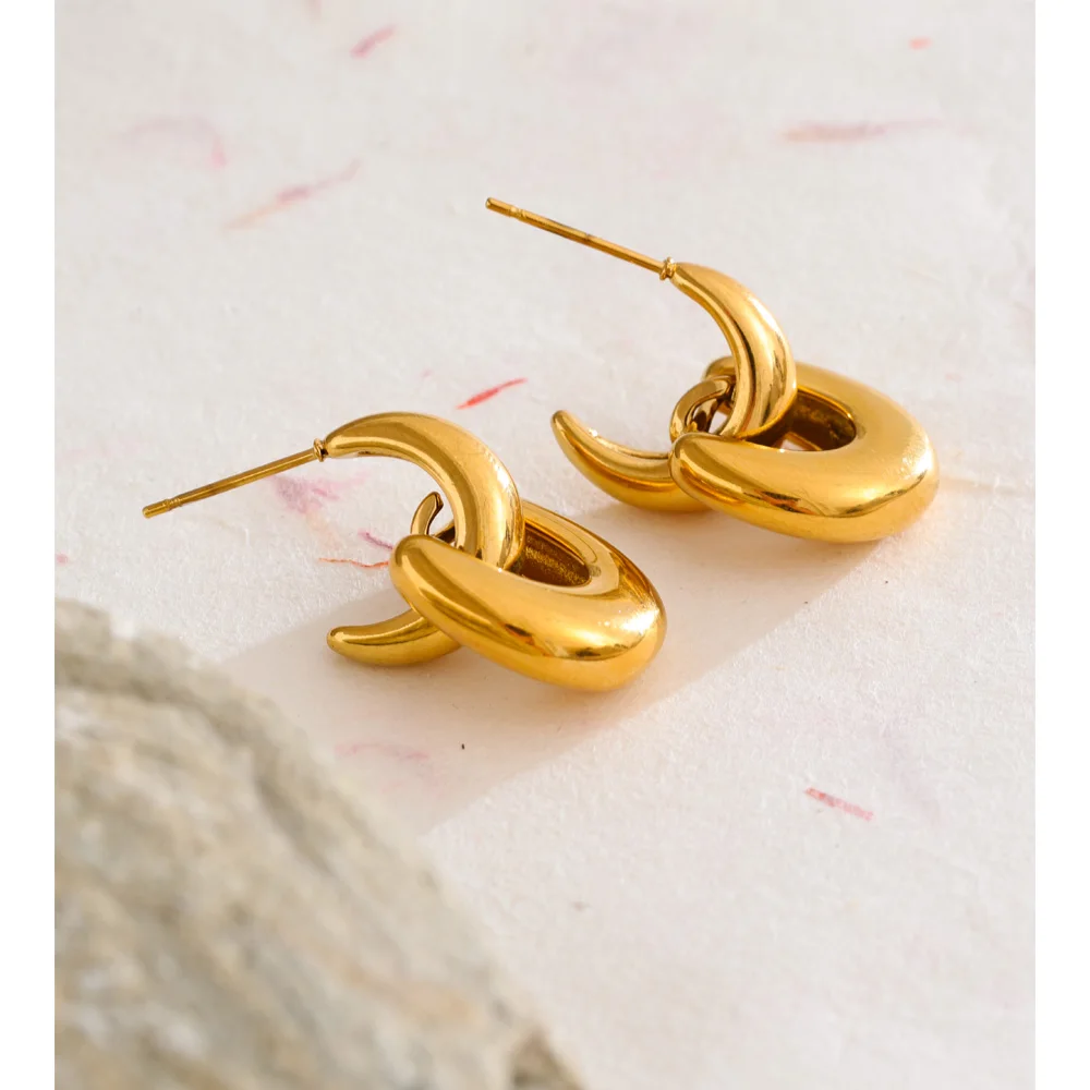 Yhpup Stainless Steel U-Shape Earrings