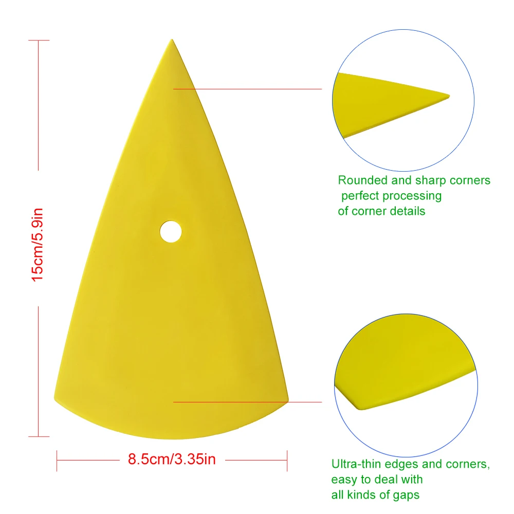 Car Sticker Wrapping Scraper 15.5*8.5cm Pointed End Contour Squeegee Glass Windshield Wiper Window Repair Tinted Tool A13