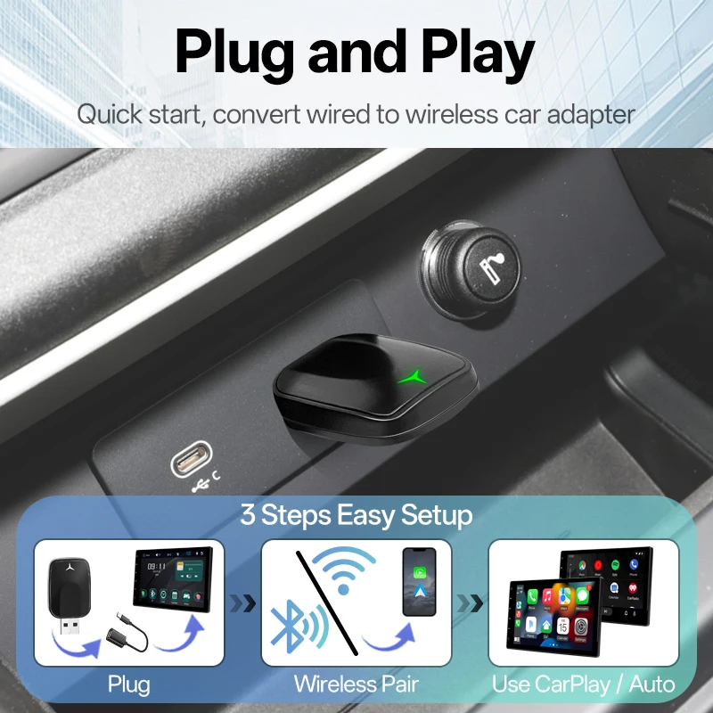 2in1 Wired to Wireless Carplay Adapter Android Auto Smart Dongle Plug Play For A