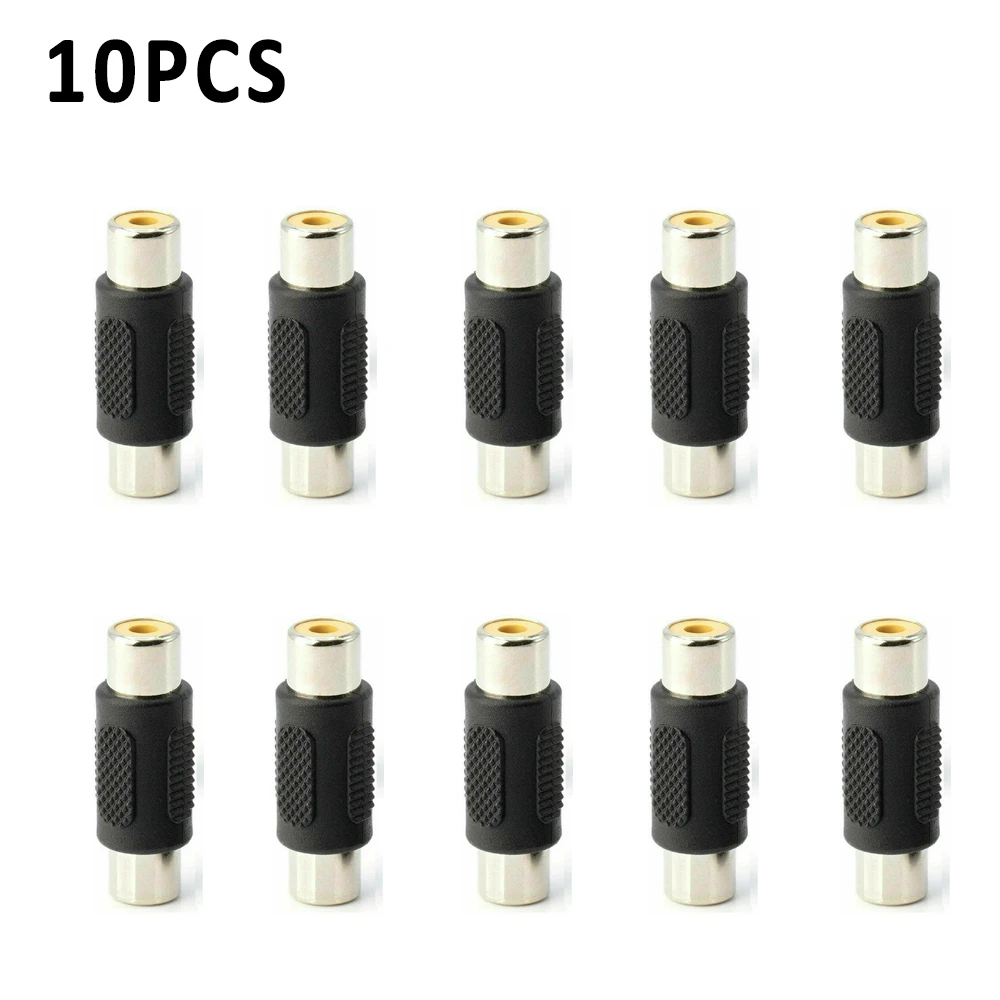 

10PCS Black AV RCA Audio Video Female To Female Jack Coupler Adapter Connector