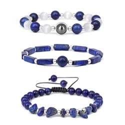 Amethyst Body-Purifying Healing Bracelets Set - Natural Stone Slimming Jewelry - 19cm (Lapis Lazuli Set)