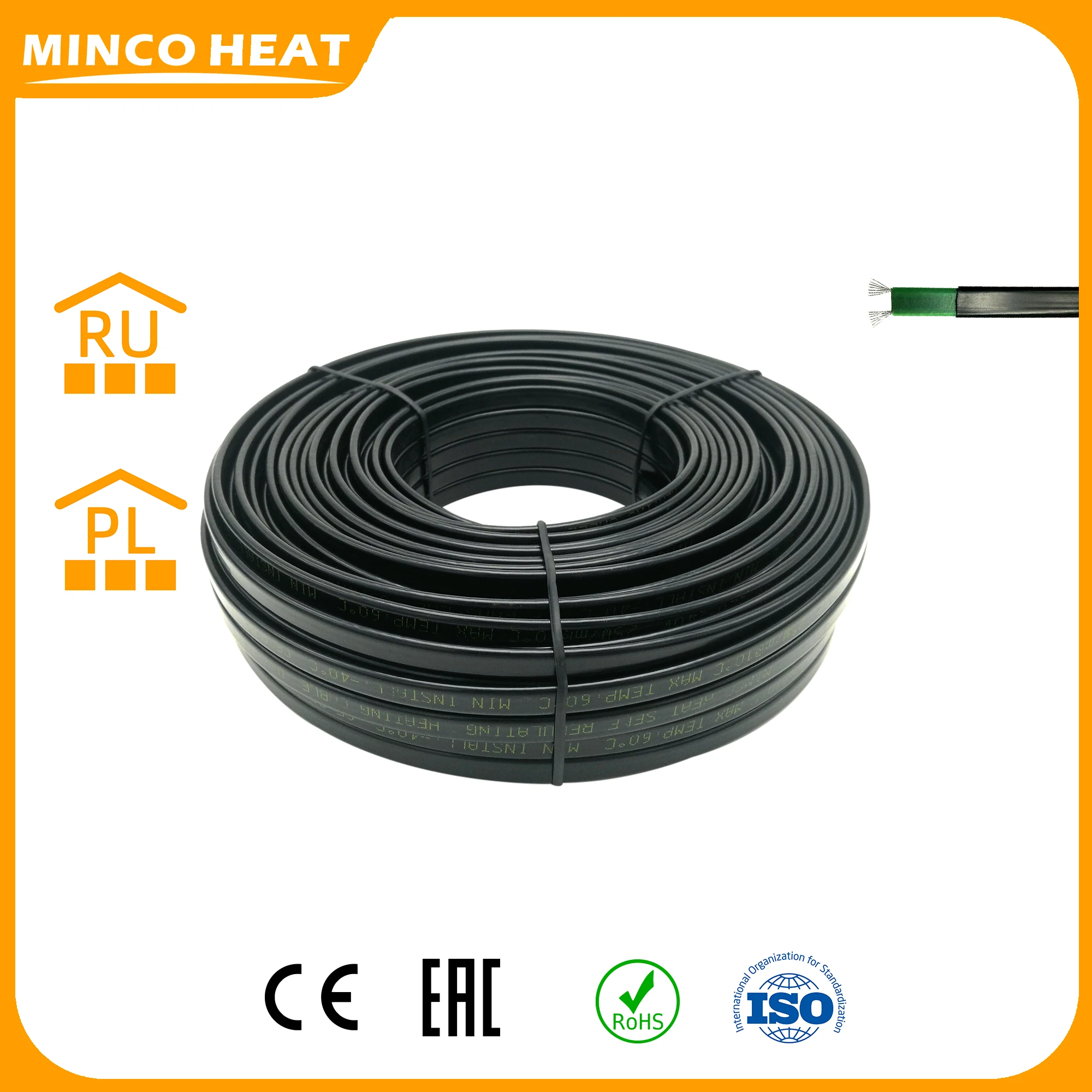 Green Insulation Low Temperature Self-Regulating Heating Cable Snow Melting Drain Water Pipe Freeze Protection Warm Floor Green Insulation Low Temperature Self-Regulating Heating Cable Snow Melting Drain Water Pipe Freeze Protection Warm Floor