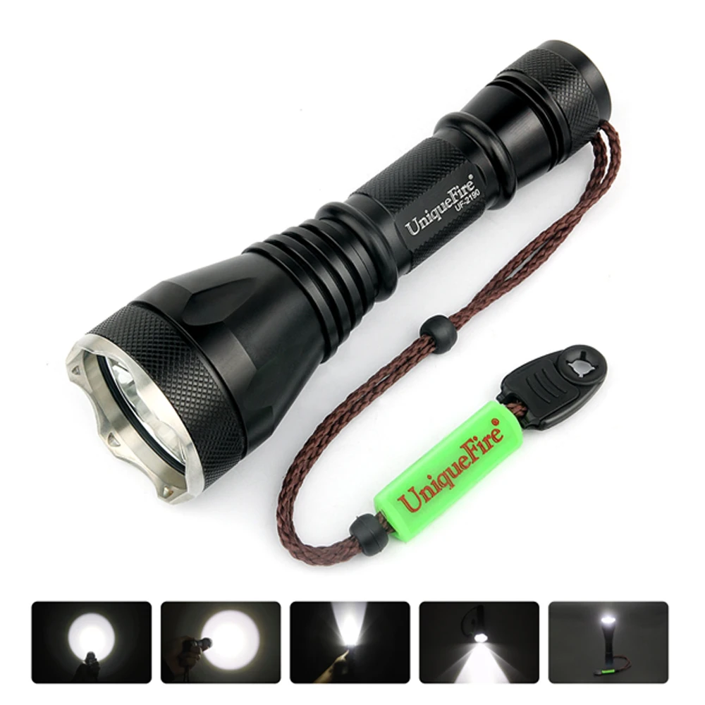 

UniqueFire 2190 XM-L2 LED Flashlight 1000LM Powerful Lamp Torch 5 Modes Light Tail Switch Lantern for Daily Emergency Camping