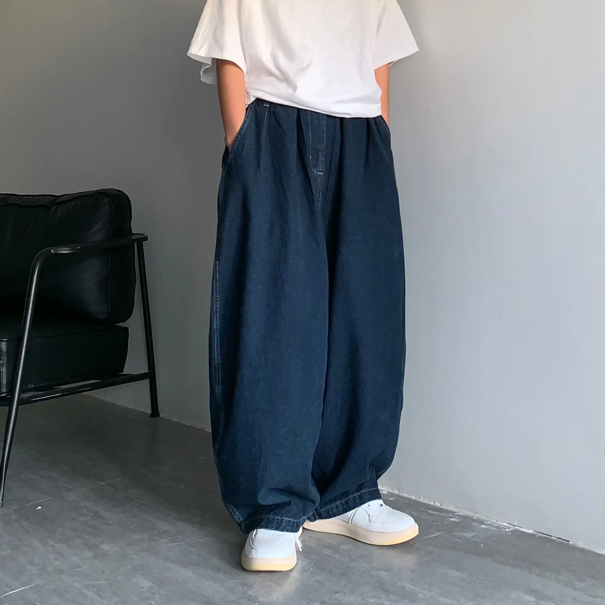 Men's 4xl Navy y2k Baggy Pants Denim Wide Leg Trousers Oversized Loose Jeans For Men Harajuku Cotton Korean Style Brand Clothing