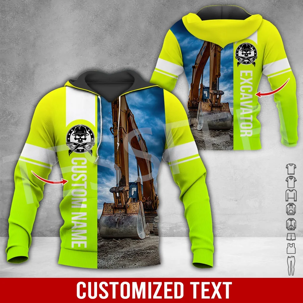 

Custom Name Cosplay Crane Heavy Equipment Operator Worker Excavator Streetwear 3DPrint Harajuku Casual Funny Jacket Hoodies X20