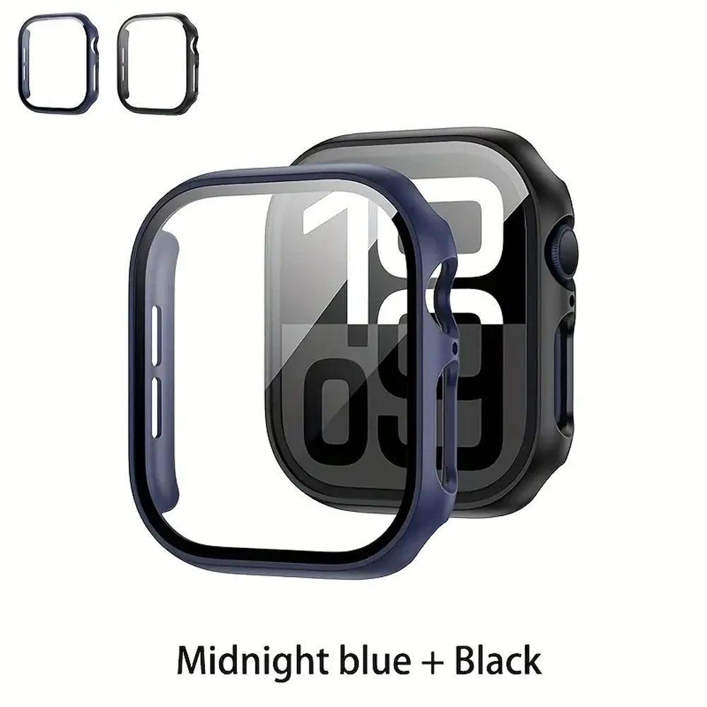2 Pack Tempered Glass PC Bumper iWatch Screen Protector Case