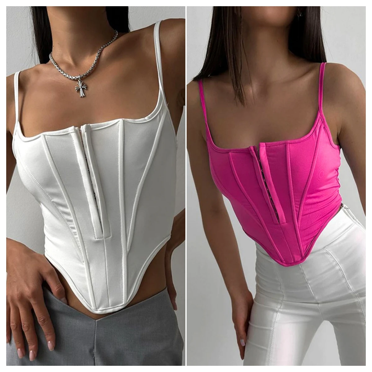 

Irregular Fishbone Waistband Spaghetti Straps Vest Crop Top Women Sexy Summer New Sleeveless Corset Female Y2K Streetwear