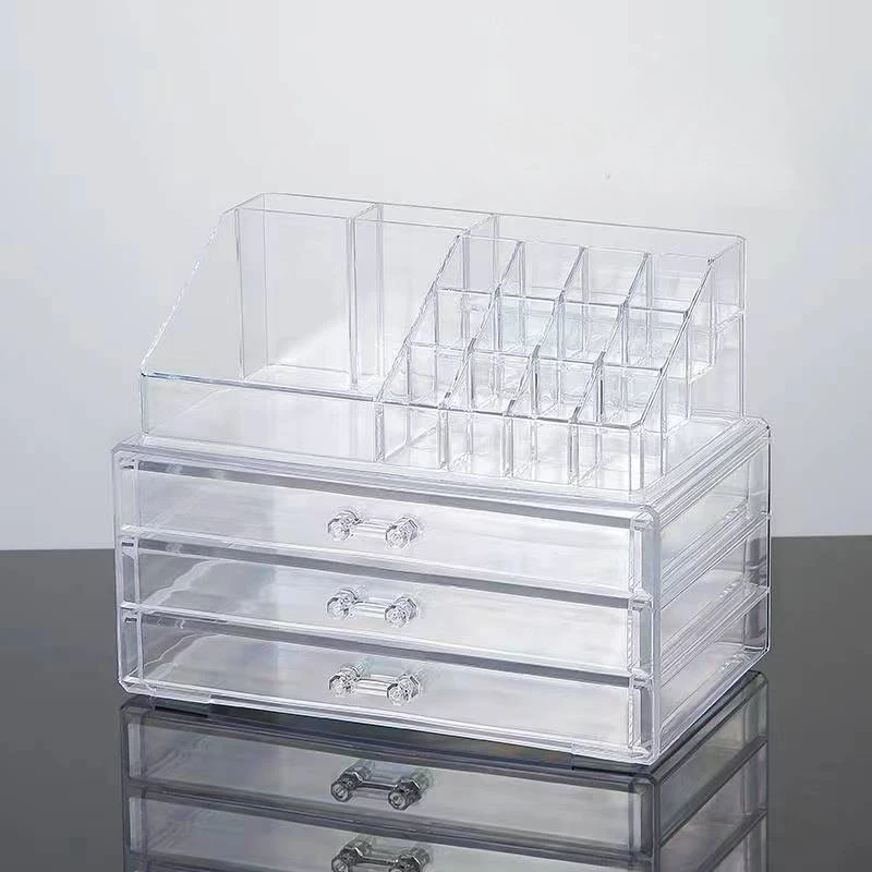 Makeup Organizer Desktop Makeup Storage Box Multi-layer Drawer Lipstick Organizer Multi-functional Storage Transparent Black