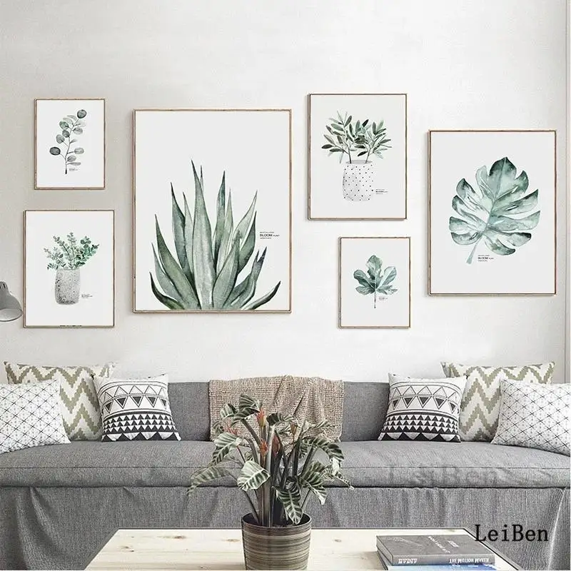 

Palm Leaf Aloe Poster Nordic Tropical Plant Interior Paintings Scandinavian Minimalist Wall Art Pictures for Living Room Decor