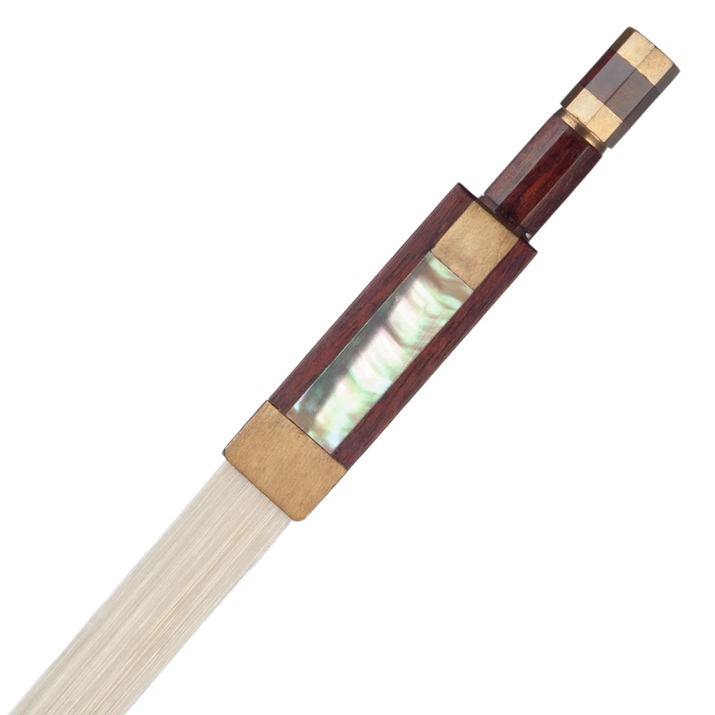 Violin Bow 4/4 Pernambuco Violin Bow Round Stick Bow Snakewood Frog Paris Eye Inlay Snake Skin Grip White Mogolia Horsehair
