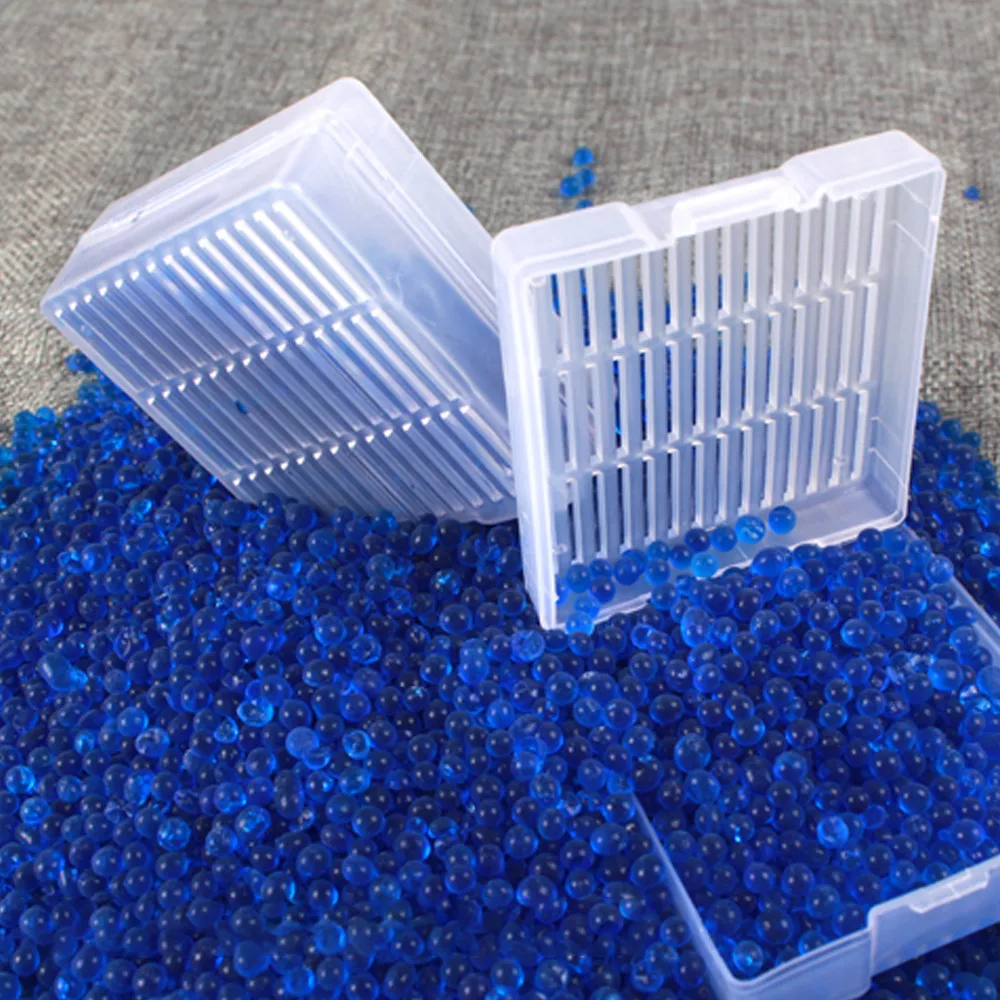 Silica Gel Box Reusable Blue Silicagel Moisture Absorb Beads Absorbent Desiccant Box Color Changing Indicating 1Pcs