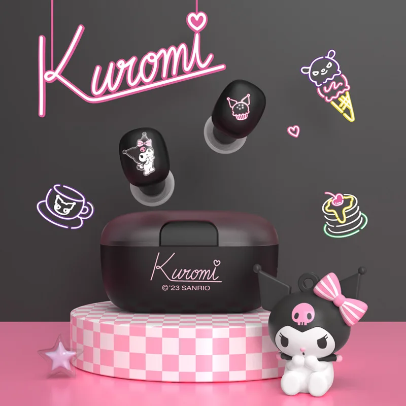 

Беспроводные Bluetooth-наушники Sanrio Kuromi Cinnamoroll, портативная шумоподавляющая гарнитура, музыкальные наушники-вкладыши для детей, милый подарок на Рождество