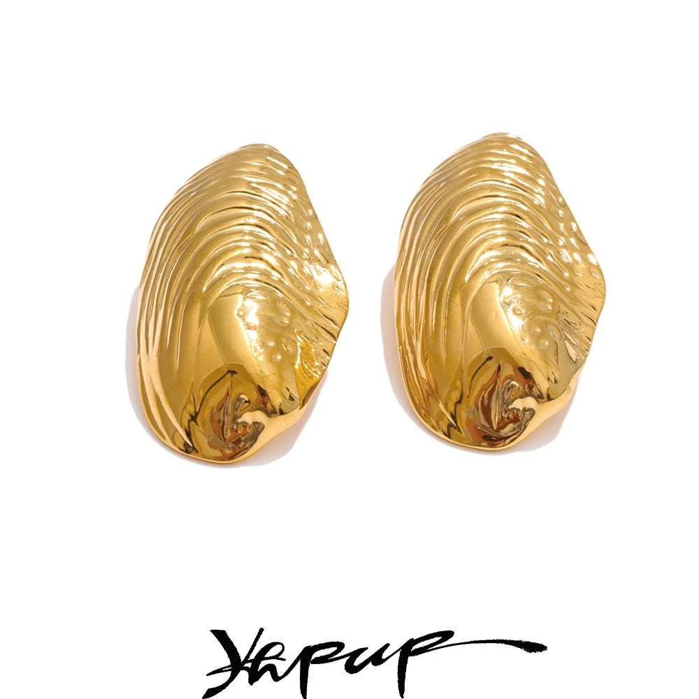 Yhpup Stainless Steel Big Stud Earrings for Women Jewelry