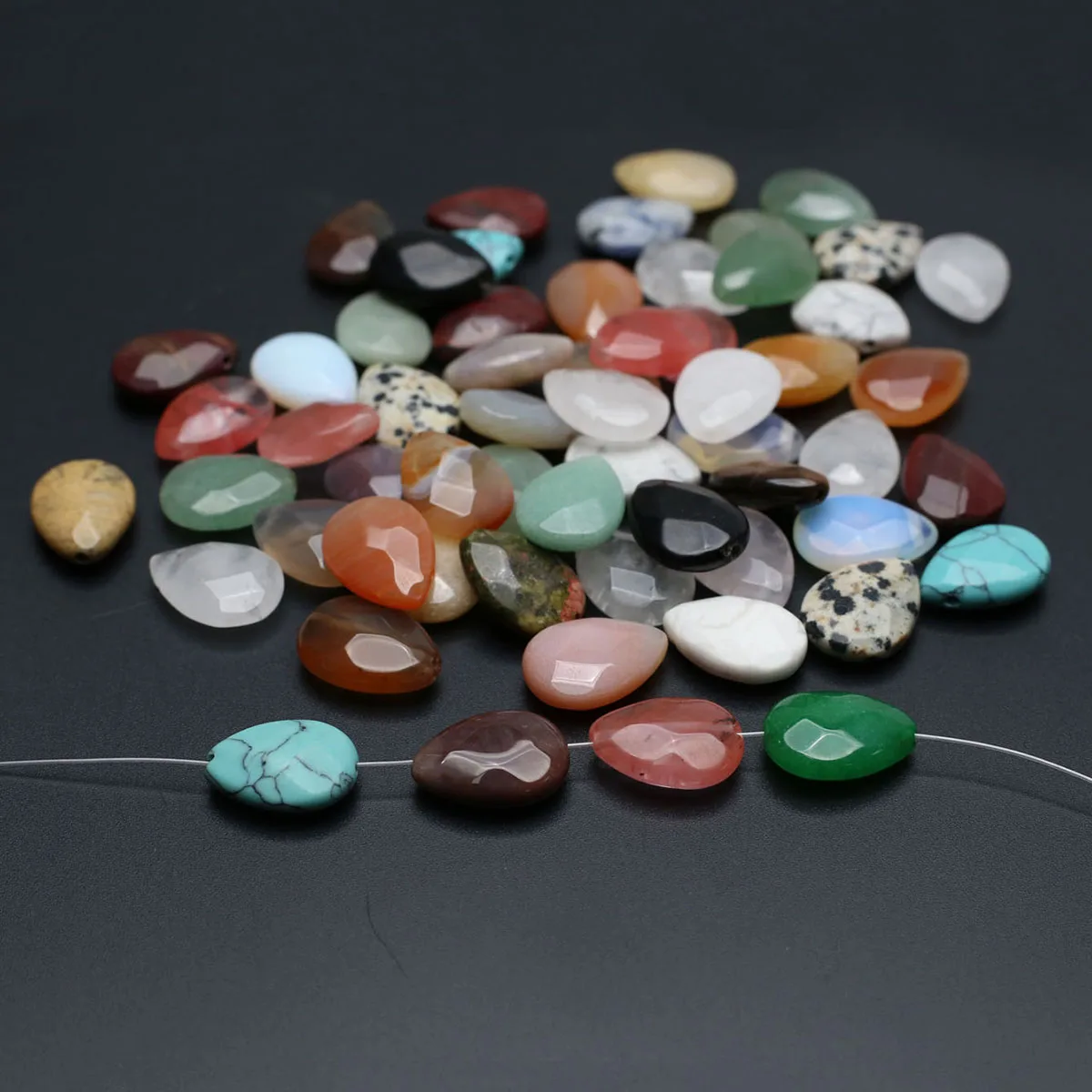 30PCS Wholesale Water Droplet Shape Faceted Natural Stone Beads Charm Jewelry Making DIY Necklace Bracelet Accessories Gift