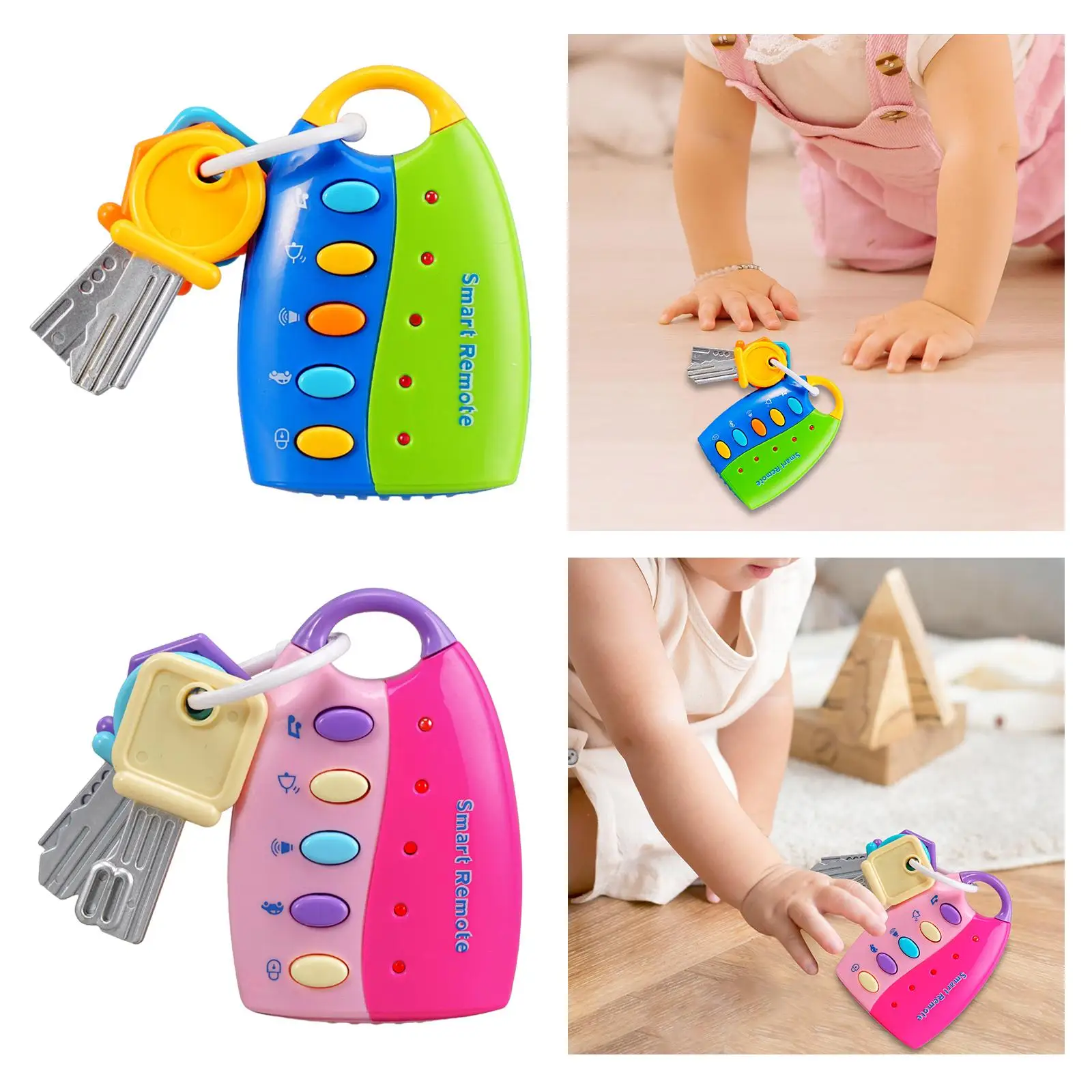 Baby Car Keys Toy Role Playing Sensory Pretend Play Musical Remote Key Toy with Sound and Lights for Baby Children Toddlers Kids